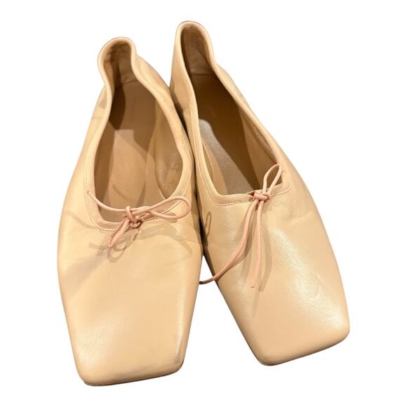 Mansur Gavriel Dream Bow Ballet Flats Ballerina Leather Square Toe Nude Sz 9 - Picture 2 of 10